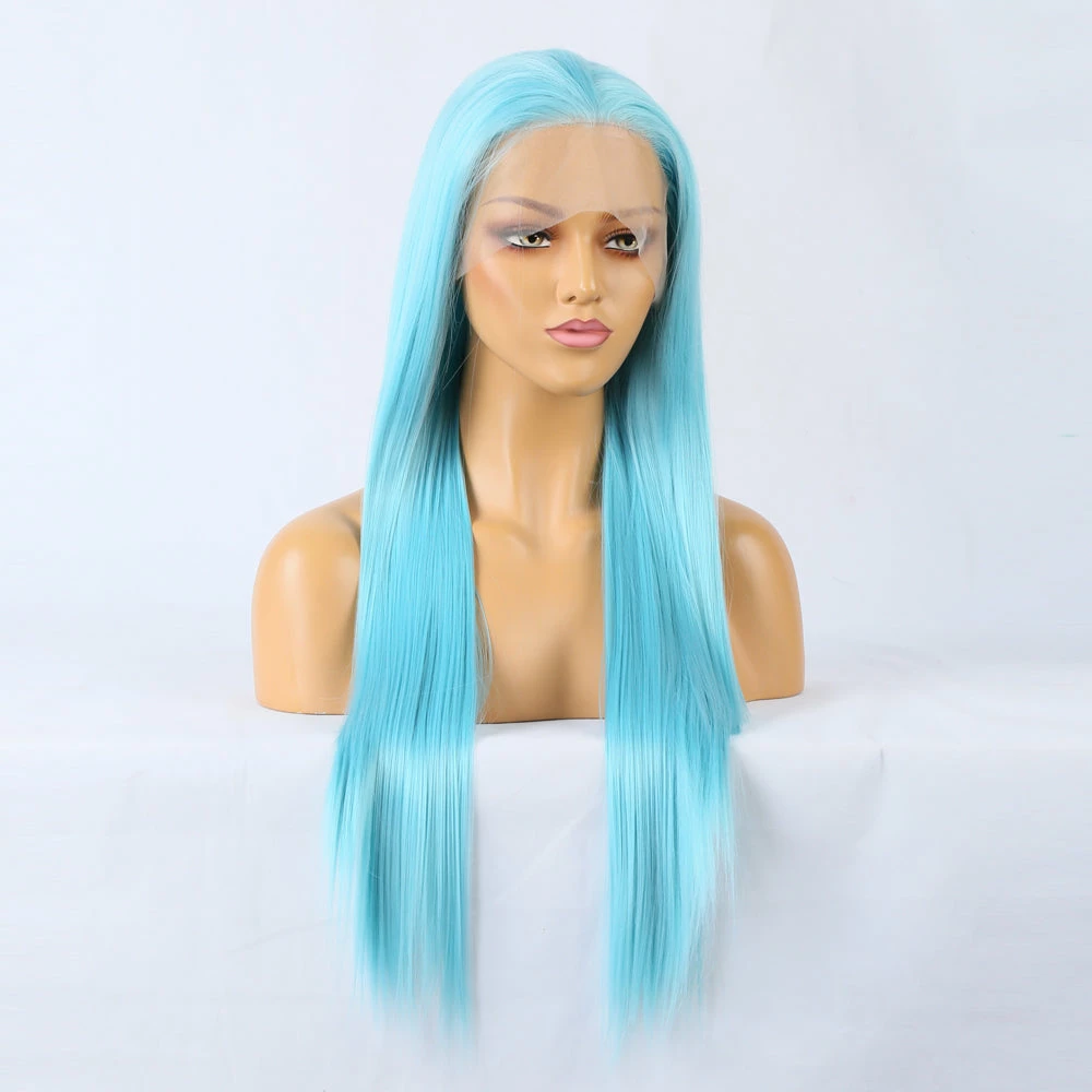 Plush Blue Front Lace Long Straight Hair 6 Plush Blue Front Lace Long Straight Hair - Image 4