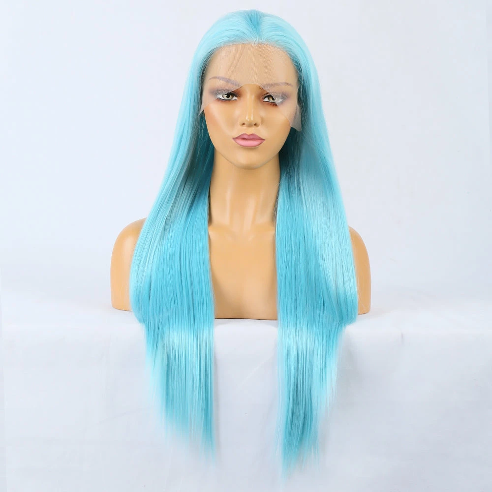 Plush Blue Front Lace Long Straight Hair 4 Plush Blue Front Lace Long Straight Hair - Image 2