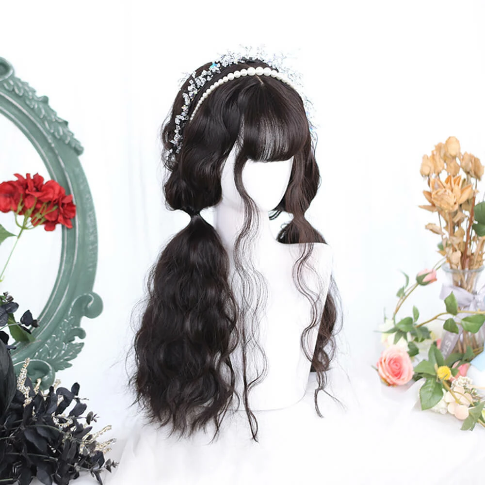Dark Golden Brown Low Ponytails Lolita Wig 3 Dark Golden Brown Low Ponytails Lolita Wig