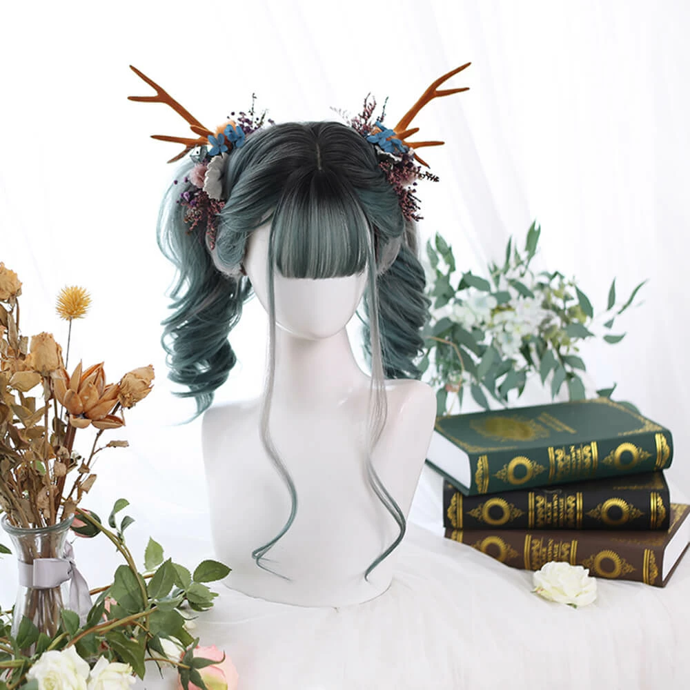 Grayish Green With Two High Ponytails Lolita Wig 3 Grayish Green With Two High Ponytails Lolita Wig