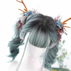 Grayish Green With Two High Ponytails Lolita Wig 11 Grayish Green With Two High Ponytails Lolita Wig -Cosplay Costumes Sales Shop CS 832A 4