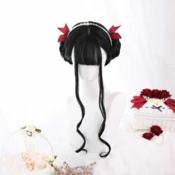 Leather Black With Side-Long Braids Lolita Wig -Cosplay Costumes Sales Shop CS 834A 3