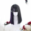 Super Straight Dark Violet Centre Braid Lolita Wig 1 Super Straight Dark Violet Centre Braid Lolita Wig -Cosplay Costumes Sales Shop CS 836A 1