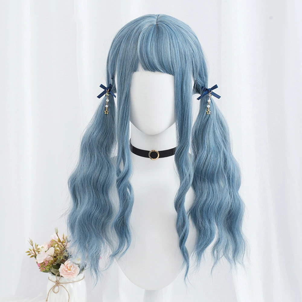 Royal Blue Willow Long Wave Lolita Wig 5 Royal Blue Willow Long Wave Lolita Wig - Image 3