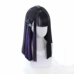 Super Straight Dark Violet Centre Braid Lolita Wig -Cosplay Costumes Sales Shop CS 836A 3