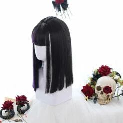 Super Straight Dark Violet Centre Braid Lolita Wig -Cosplay Costumes Sales Shop CS 836A 4