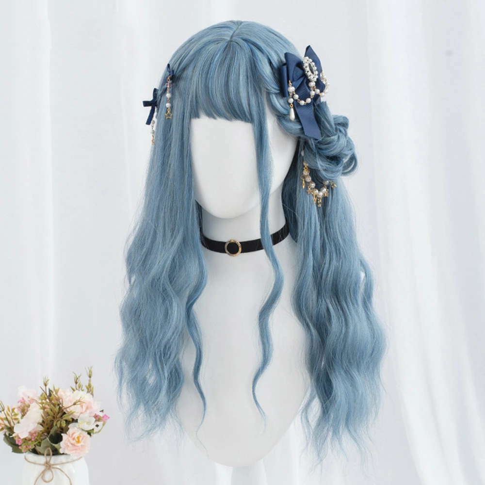 Royal Blue Willow Long Wave Lolita Wig 4 Royal Blue Willow Long Wave Lolita Wig - Image 2