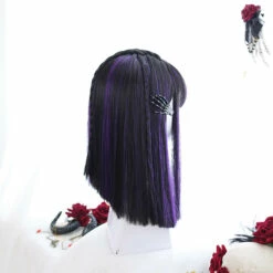 Super Straight Dark Violet Centre Braid Lolita Wig -Cosplay Costumes Sales Shop CS 836A 5