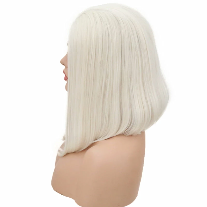 White Pearl Velvet Front Lace Bob Wig 6 White Pearl Velvet Front Lace Bob Wig - Image 4