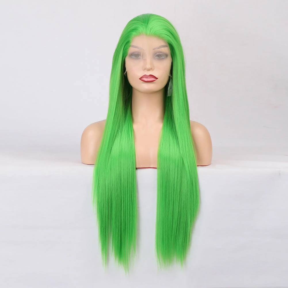 Rich Green Front Lace Long Hair Wig 3 Rich Green Front Lace Long Hair Wig