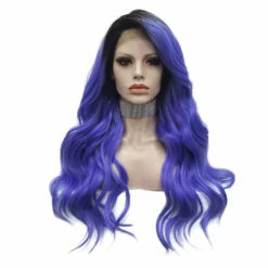 Premium Wig - Deep Root Neon Navy Lustrous Long Lace Front Wig