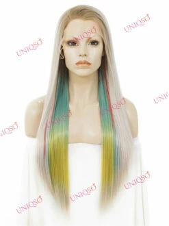 Premium Wig - Strawberry Blonde With Aqua Mint Under Lights Lace Front Wig