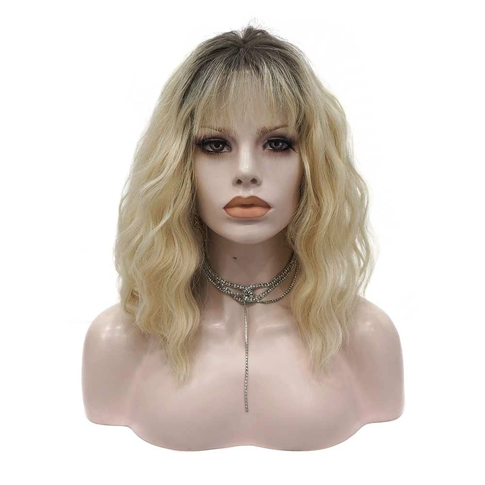 Premium Wig - Rooted Sunflower Fringe In Shoulder Length Wave Lace Front Wig 3 Premium Wig - Rooted Sunflower Fringe In Shoulder Length Wave Lace Front Wig