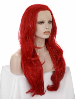 Premium Wig - Poppy Red Layered Lace Front Tinsel -Cosplay Costumes Sales Shop Tinsel Red c