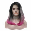 Premium Wig - Rooted Ash Blonde With Pink Edge Medium Lace Front Wig -Cosplay Costumes Sales Shop W129 T1bob 2