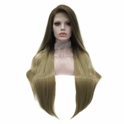 Premium Wig - Two-tone Tortilla Brown Long Straight Lace Front Wig