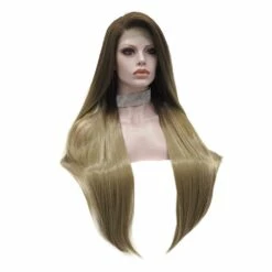 Premium Wig - Two-tone Tortilla Brown Long Straight Lace Front Wig -Cosplay Costumes Sales Shop W78 24B 3